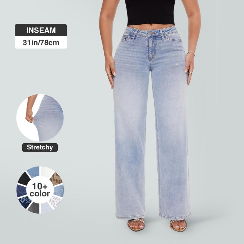 TRYLOOME Light Wash Wide-Leg Jeans