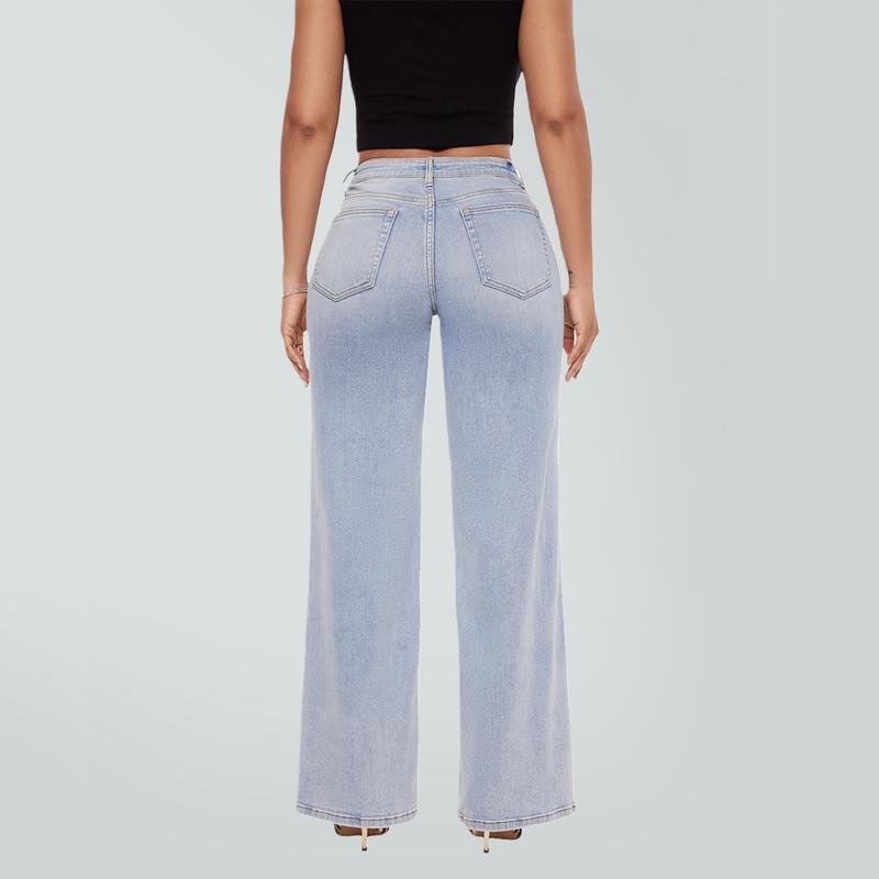 TRYLOOME Light Wash Wide-Leg Jeans